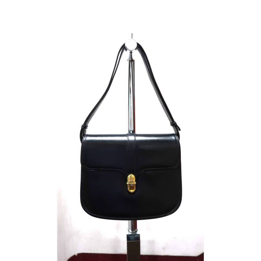 GUCCI bag leather black Nero Black shoulder handbag adjustable strap
